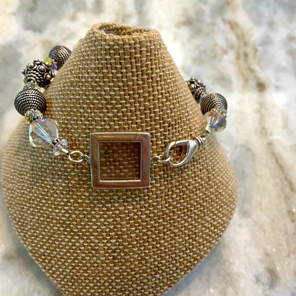 Swarovski and Bali Sterling Silver Bracelet - Picture 2 of 4